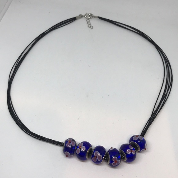 Trollbeads Jewelry - Troll beads Blue Glass Sterling Silver 9.25 Necklace